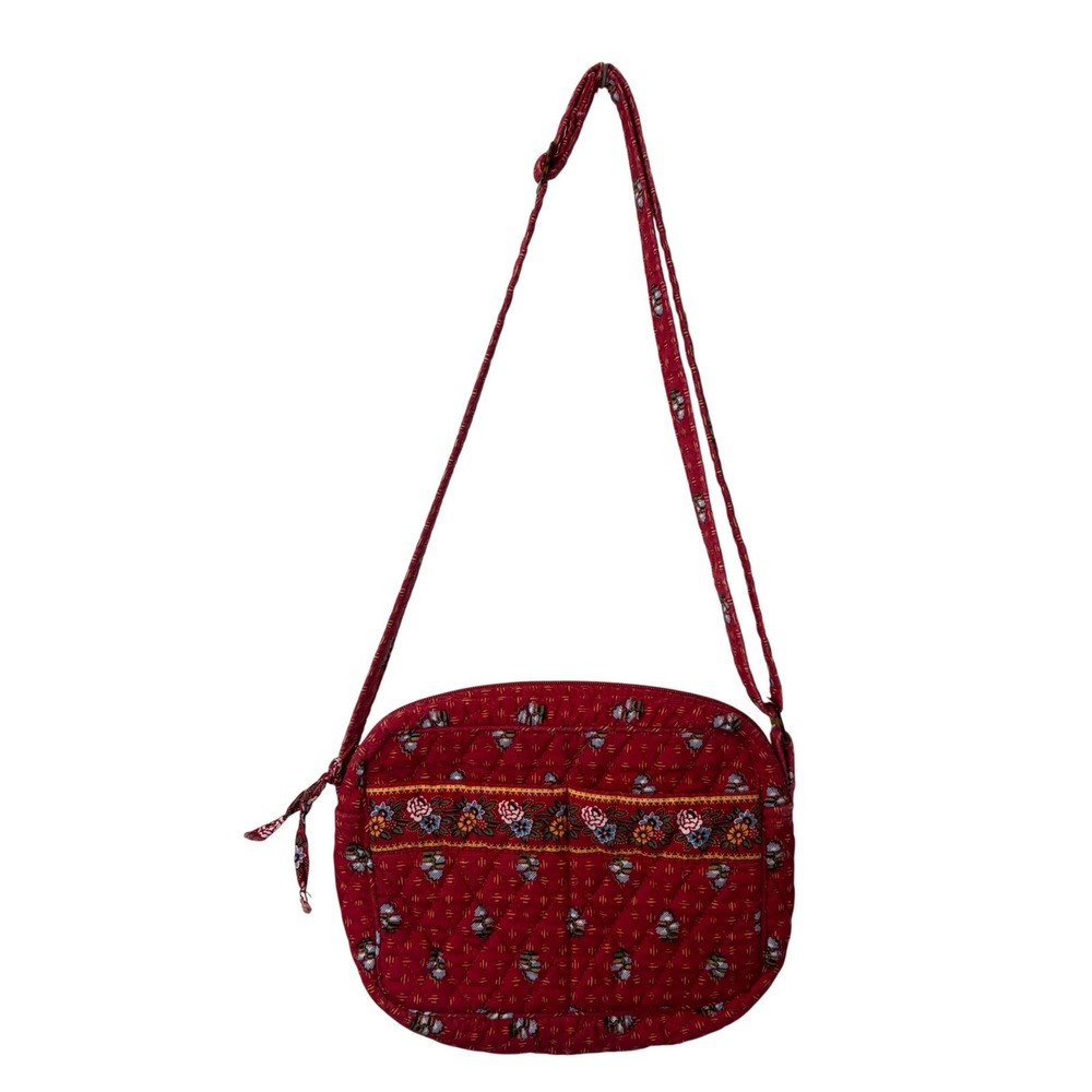 Vintage Vera Bradley Provincial Red Quilted Crossbody Shoulder Bag Retired Print